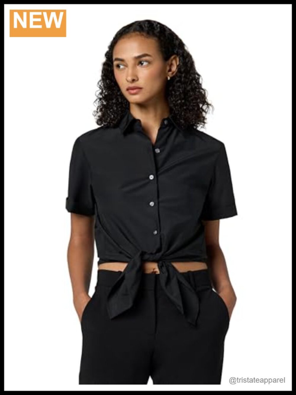 Theory Womens Boxy Short Sleeve Button Down Shirt with Tie Front Rolled Cuff